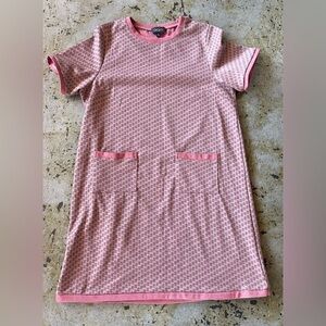 GiGiO Pink Floral Short-Sleeve Knit Tunic Dress with Front Pockets Size Medium